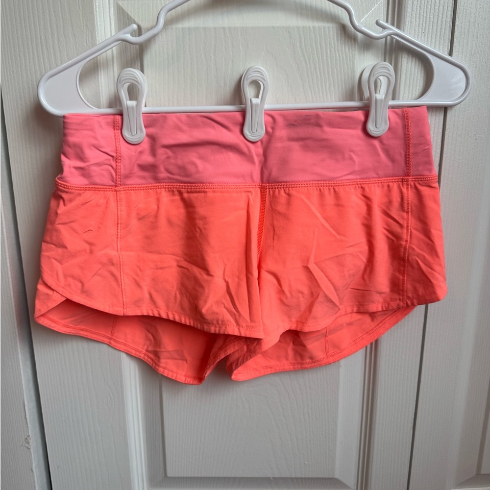 Lululemon Pink/Orange Speed Up Shorts